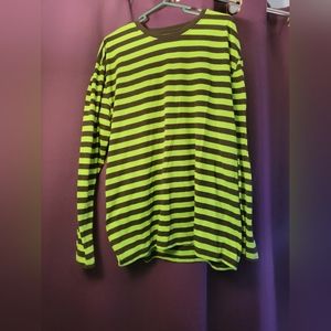 Green & black striped long sleeve shirt